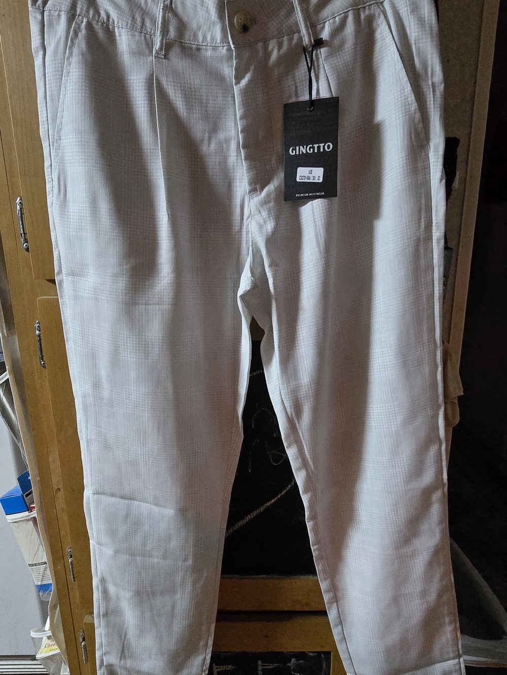 Gingitto White Plaid Dress Pants